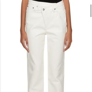 AGOLDE White Criss Cross Leather Pants Lace